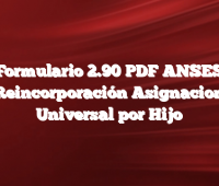 Formulario 2.90 PDF ANSES Reincorporación Asignacion Universal por Hijo